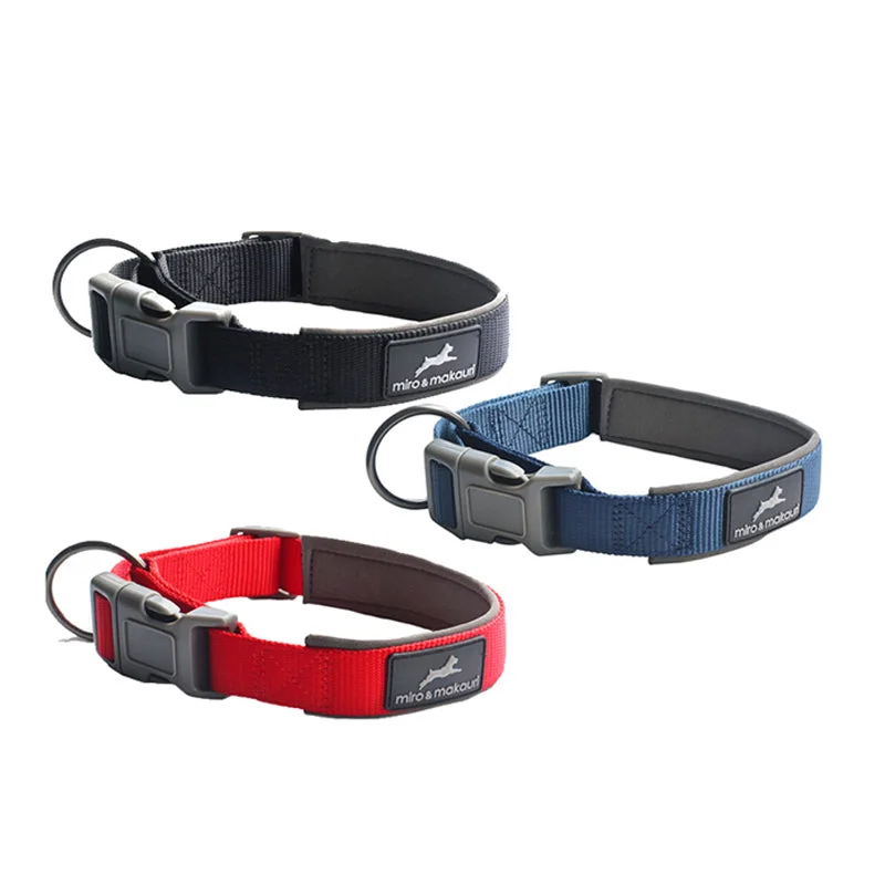 . **Pet nail clippers with LED lights**Nylon Dog Collar / w adjustable clasp & neoprene padding - Miro & Makauri - Black, Red, Navy. . **Pet nail clippers with LED lights**Nylon Dog Collar / w adjustable clasp & neoprene padding - Miro & Makauri - Black, Red, Navy.