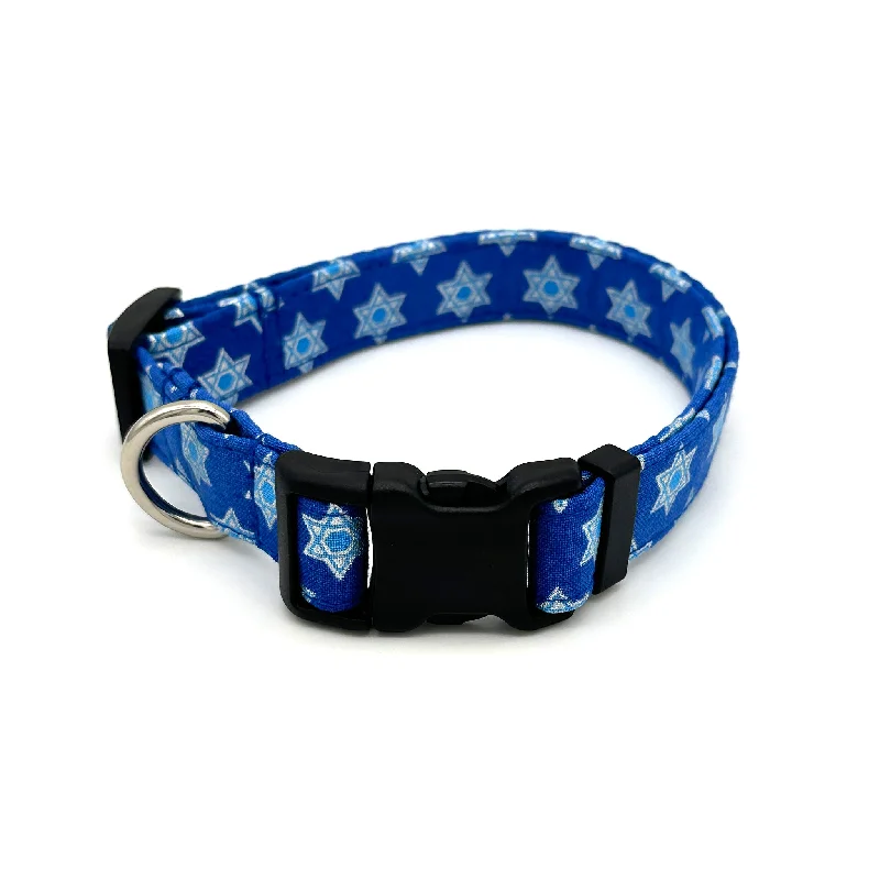  . **Pet collar with custom engraving**Hanukkah Blue Dog Collar