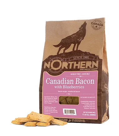 - High protein dog foodNorthern Biscuit Canadian Bacon with Blueberries 500g