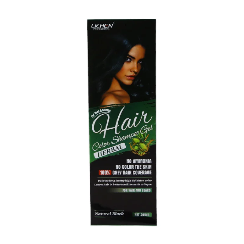 ---LICHEN HAIR COLOR SHAMPOO GEL BLACK 200ML