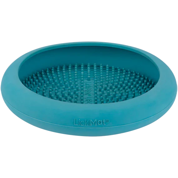  -Splash-proof food bowl AND Anti-choking slow food bowlLickiMat UFO Dog Bowl (Turquoise)