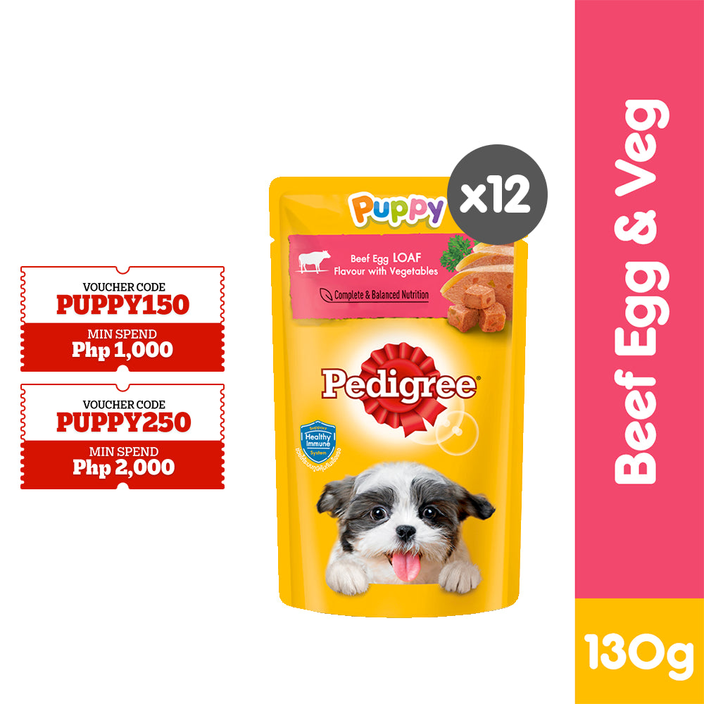 - Dog food helps the digestive systemPEDIGREE® Dog Food Wet Puppy Beef Egg Loaf with Vegetables 130g [12pcs]