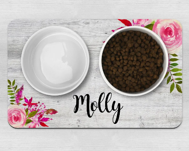 - Christmas pet Christmas clothingPersonalised Grey Wood Effect With Flowers Neoprene Pet Bowl Placemat - Christmas pet Christmas clothingPersonalised Grey Wood Effect With Flowers Neoprene Pet Bowl Placemat