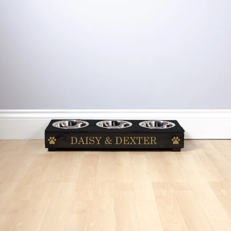 - Pregnant cat delivery room warming boxPersonalised Black Wooden Triple Dog Bowl Feeder With Gold Lettering - Pregnant cat delivery room warming boxPersonalised Black Wooden Triple Dog Bowl Feeder With Gold Lettering