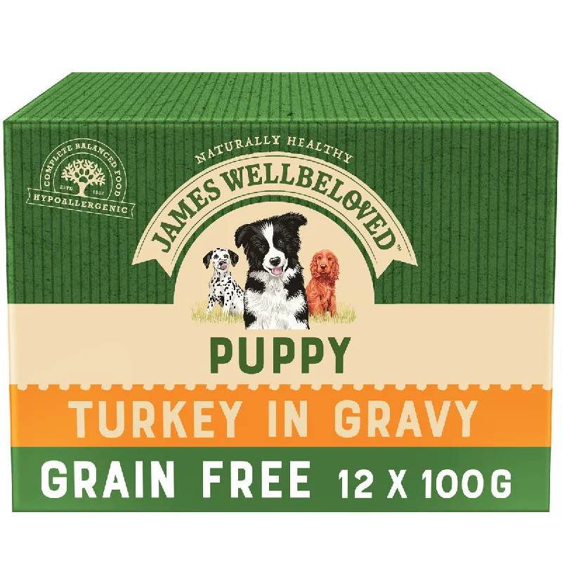 ---James Wellbeloved Turkey Grain Free Puppy  Pouches 100g