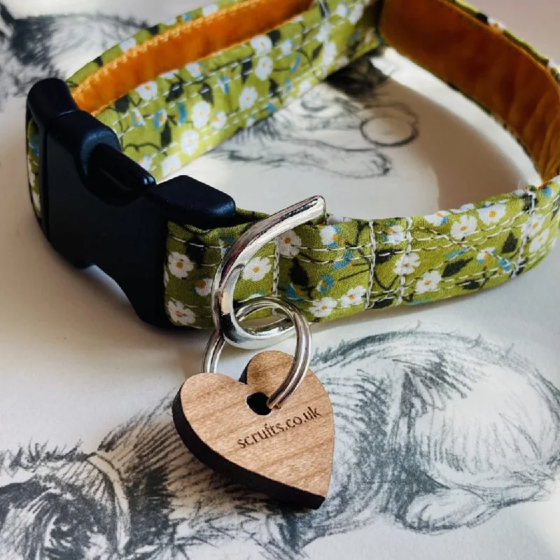  -Explosion-proof leash FOR LARGE dogsOlive Floral Dog Collar with Velvet Lining
