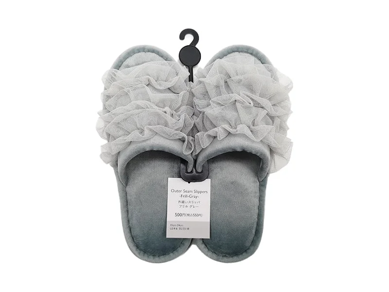 - Rabbit grass rack to prevent waste food boxOuter Seam Slippers Frill Grey EU 35-38