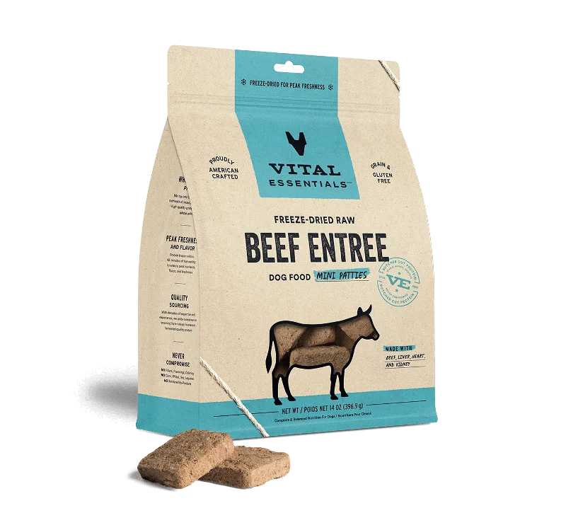 - Car dog seat beltVital Essentials Freeze-Dried Raw Beef Entrée Mini Patties Dog Food