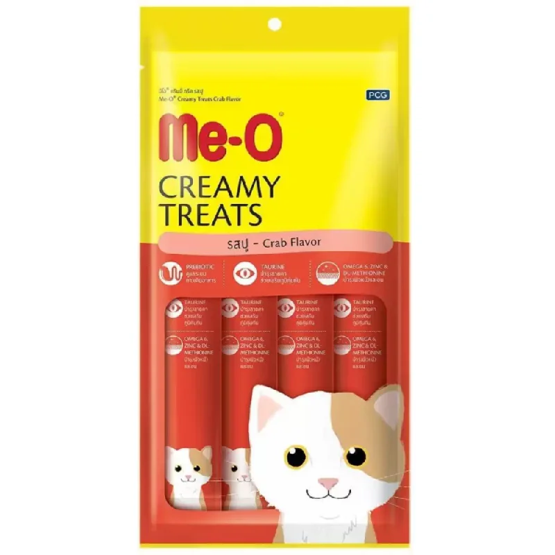 - Pet tear stain cleaning wipesMe O Creamy Crab Cat Treats