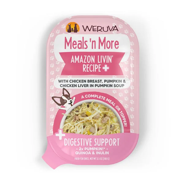  -Splash-proof food bowl AND Anti-choking slow food bowlWeruva Meals 'n More Amazon Livin' Recipe Plus Dog Food