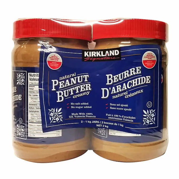 ---Kirkland Signature Natural Creamy Peanut Butter, 2 x 1 kg