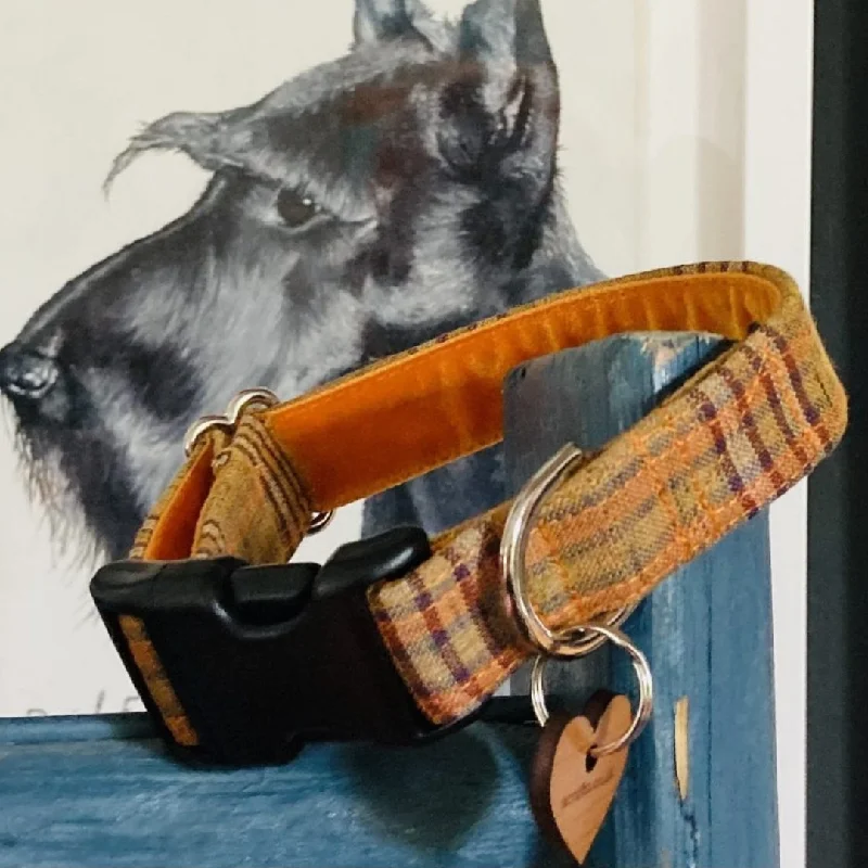 - Cat stress soothing sprayDesigner Panama Orange Checked Dog Collar with Velvet Lining - Cat stress soothing sprayDesigner Panama Orange Checked Dog Collar with Velvet Lining