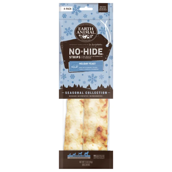 - Remote interactive pet feederEarth Animal No-Hide® Holiday Feast Strips