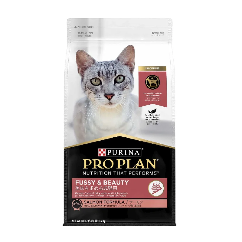    - Fish-based cat food  Pro Plan Fussy & Beauty Salmon Adult Dry Cat Food 1.5kg