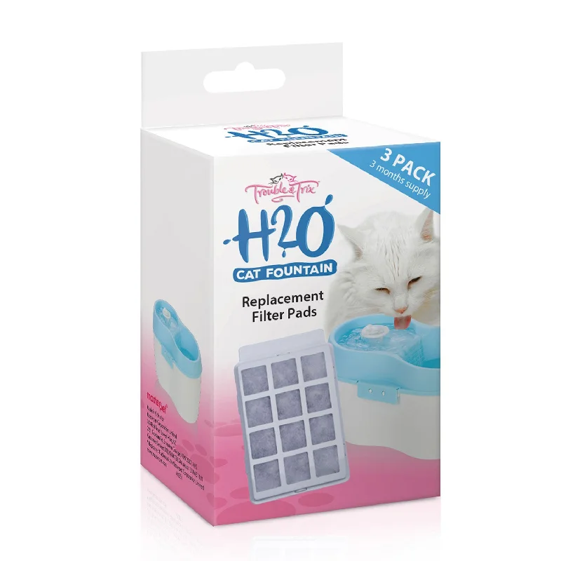    - High-fiber cat food  Trouble & Trix Cat Fountain H2O Replacement Filter Pads 3pk