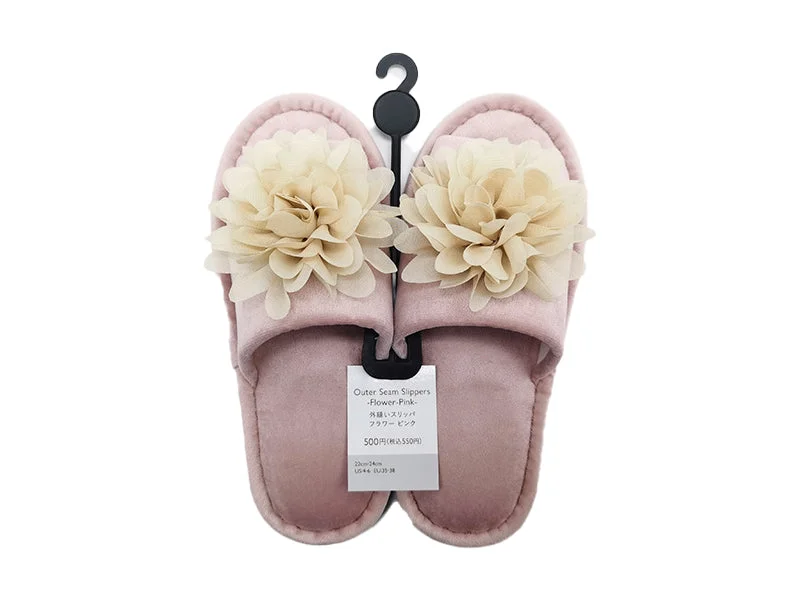 ---Outer Seam Slippers Flower Pink EU 35-38