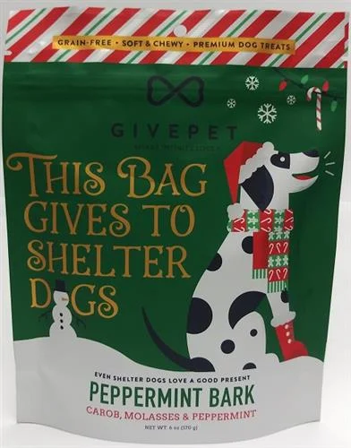 - Remote interactive pet feederGive Pet Holiday Peppermint Bark 6oz