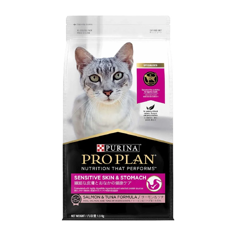  . **Ingredient-Related**  Pro Plan Sensitive Skin & Stomach Adult Dry Cat Food 1.5kg