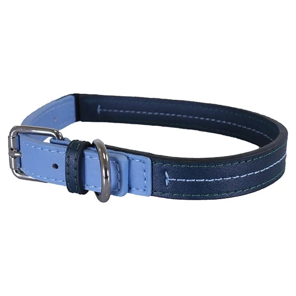 - Dog disposable foam shower gelLuxury Leather Collar Baby Blue/Navy 18 - 22"