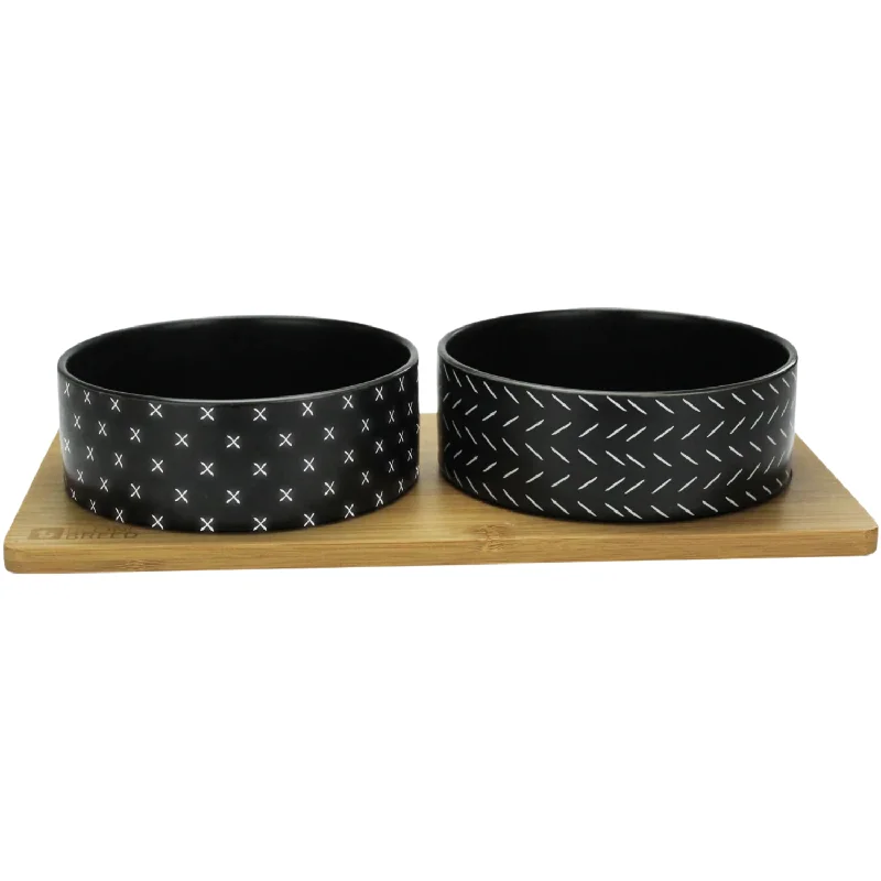 - Climbing pet constant temperature heating padCeramic Bowls On Bamboo Base - Black