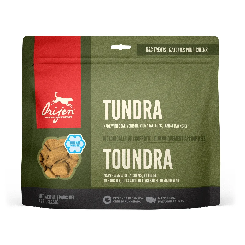  -High-fiber dog foodOrijen Dog Freeze-Dried Tundra Treat