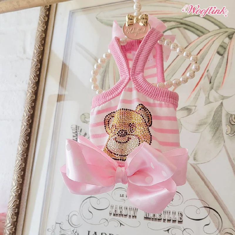 Pet custom clothesWooflink BB Stripe Crop Top in Pink