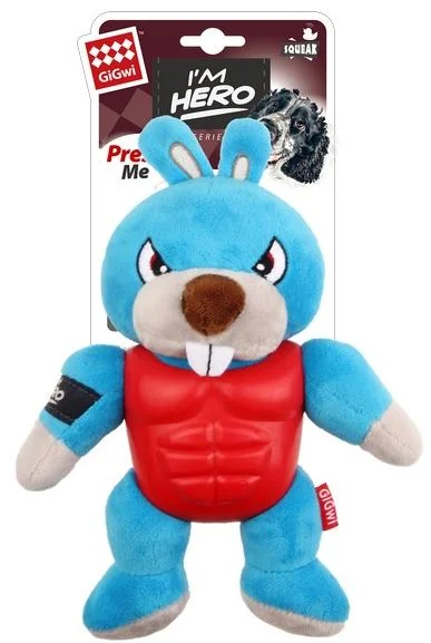 ---GiGwi I'm Hero Armor Rabbit Plush with Squeaker