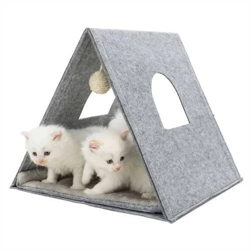 - Winter warm clothes for short-haired dogsJunior Cuddly Cave, Felt, Foldable, 38 × 34 × 38 cm, Light Grey - Winter warm clothes for short-haired dogsJunior Cuddly Cave, Felt, Foldable, 38 × 34 × 38 cm, Light Grey