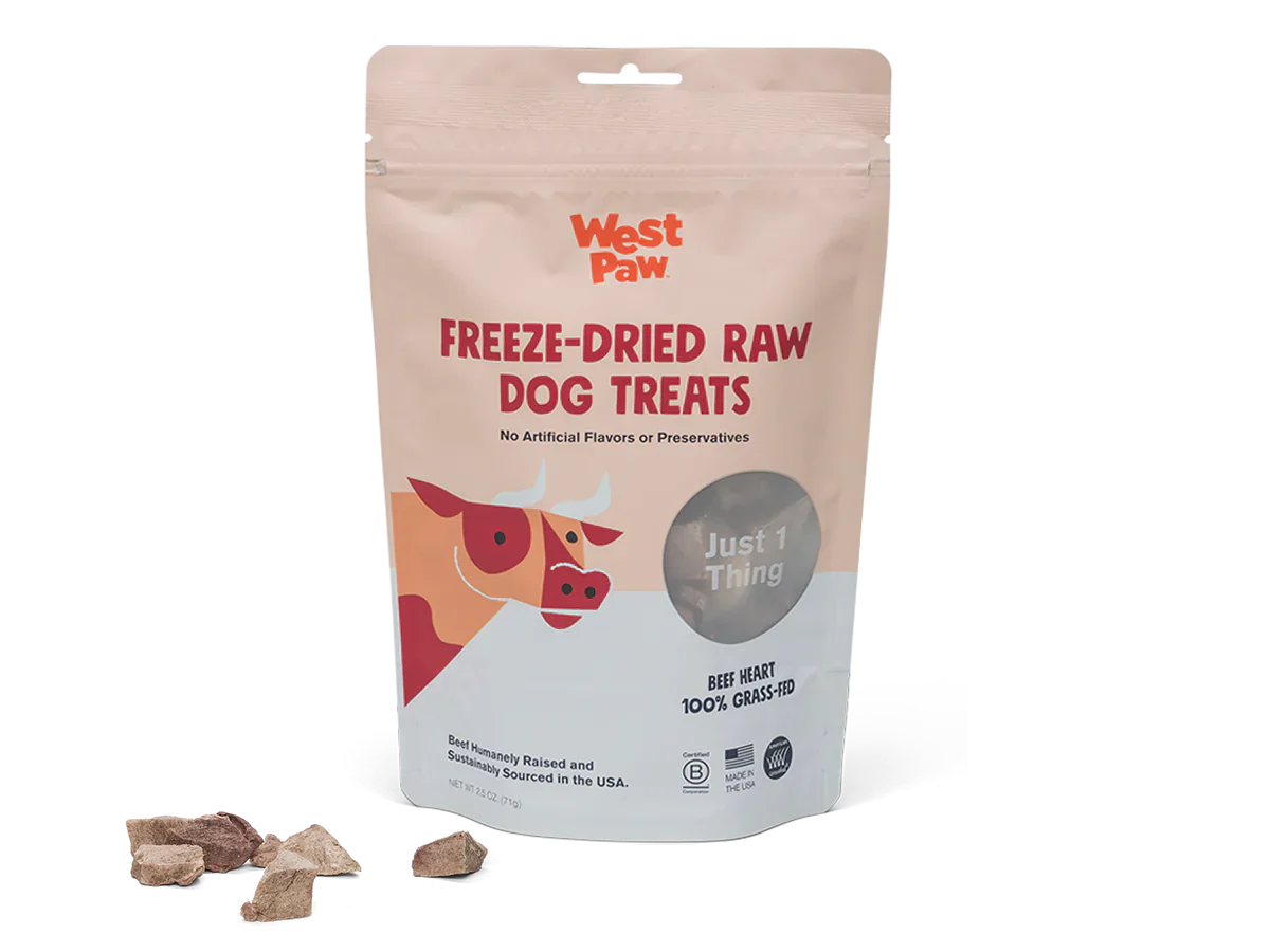 - Organic cotton dog bibsWest Paw Air Dried Montana Beef Hearts 6oz